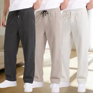 Men's Ice Silk Solid Breathable Long Pants, Cooling Soft Lightweight Sweatpants with Pockets, Silky Casual Joggers for Summer Lounge, Travel, Gym & Everyday Wear