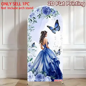 Quinceanera Blue Princess Dress Girl Arch Backdrop Cover for 15th Birthday Girl Party Sweet Celebration Decoration Wall Hanging Backdrop Backdrop Stand Arch Birthday Party Decorations
