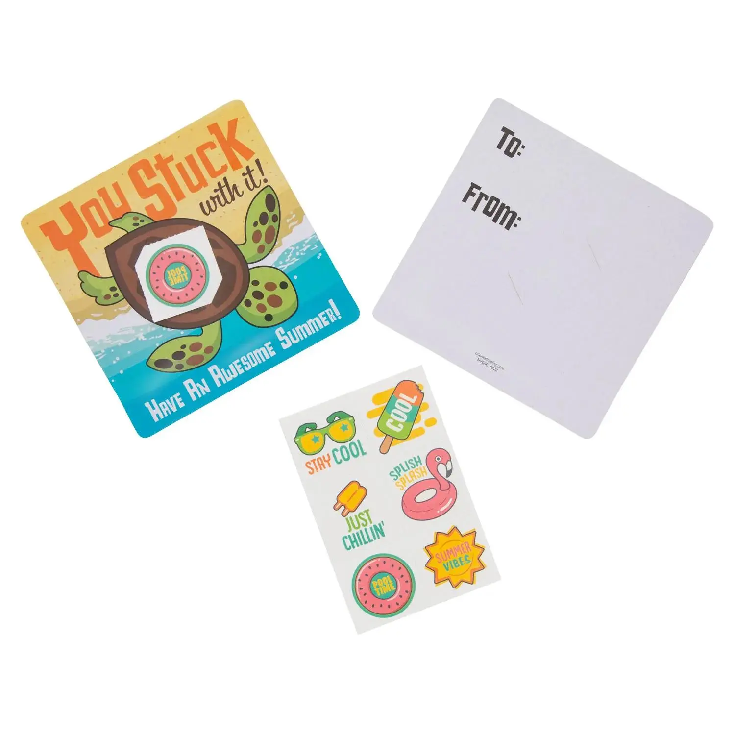 Painless Temporary Tattoos Bulk Pack - 72 Turtle Designs on 5x5in Cardstock, Schoolwide Events Teacher Handouts, Oriental Trading Company, Inc., Summer Classroom Youth Gifts with To/From Personalization Spaces