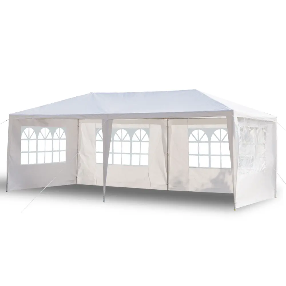 10x20 FT Heavy Duty Outdoor Party Tent - White PE Fabric Waterproof Canopy Shelter with 4 Removable Sidewalls & Windows, Roomy Space Easy to Set Up Gazebo for Backyard Outdoor Events, Removable Walls, Holds Up To 30 People