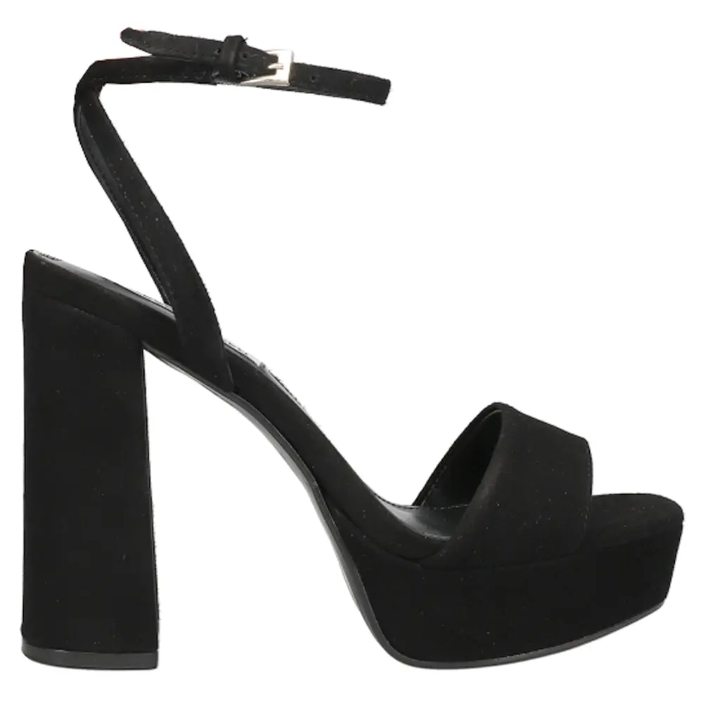 Steve Madden Womens Lessa Round Toe Platform Block  Dress Sandals High Heel 3" & Up - Black