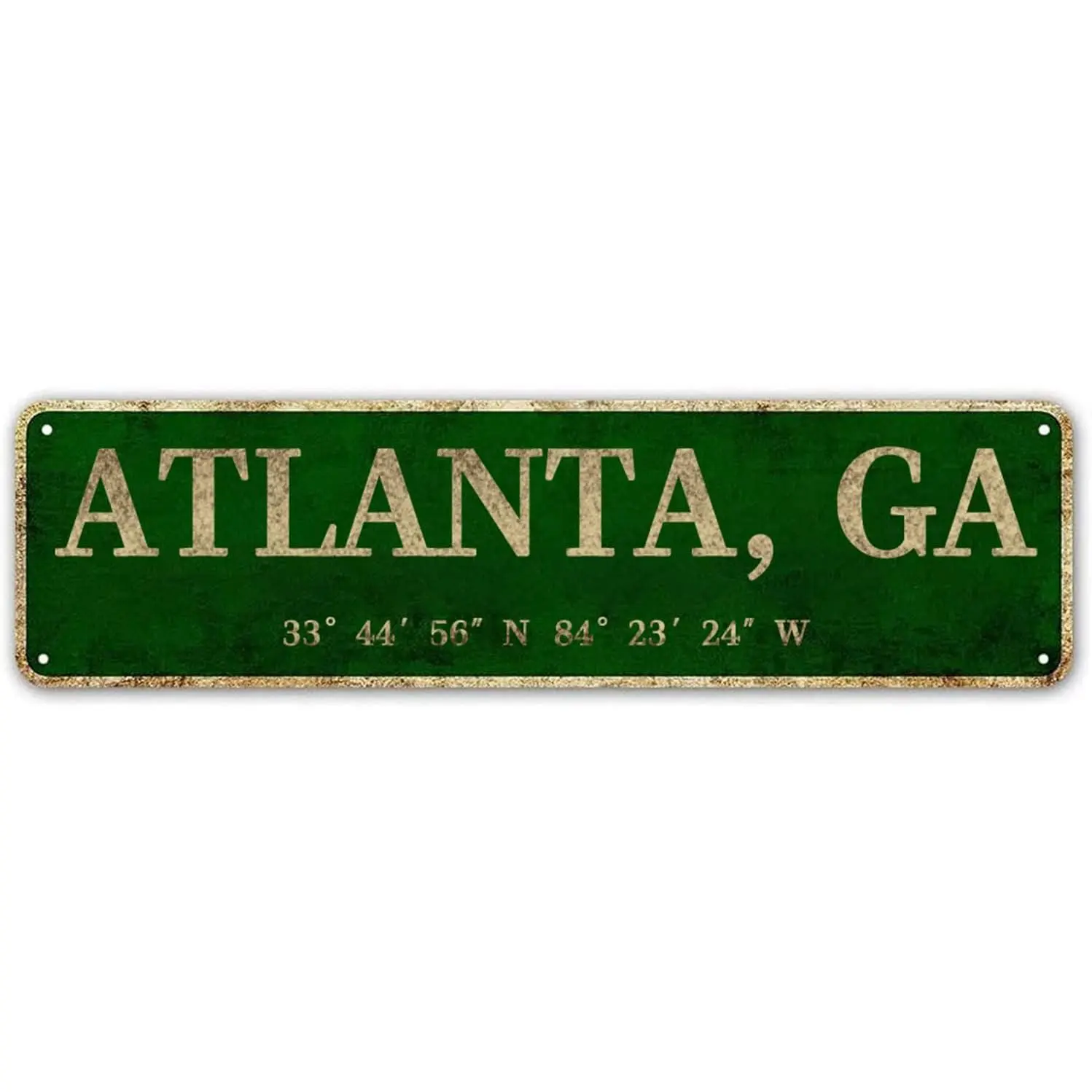 Atlanta, GA City Sign Rustic Vintage Metal Art Wall Decor Office/Home/Classroom 4" x 16" Gift Kitchen
