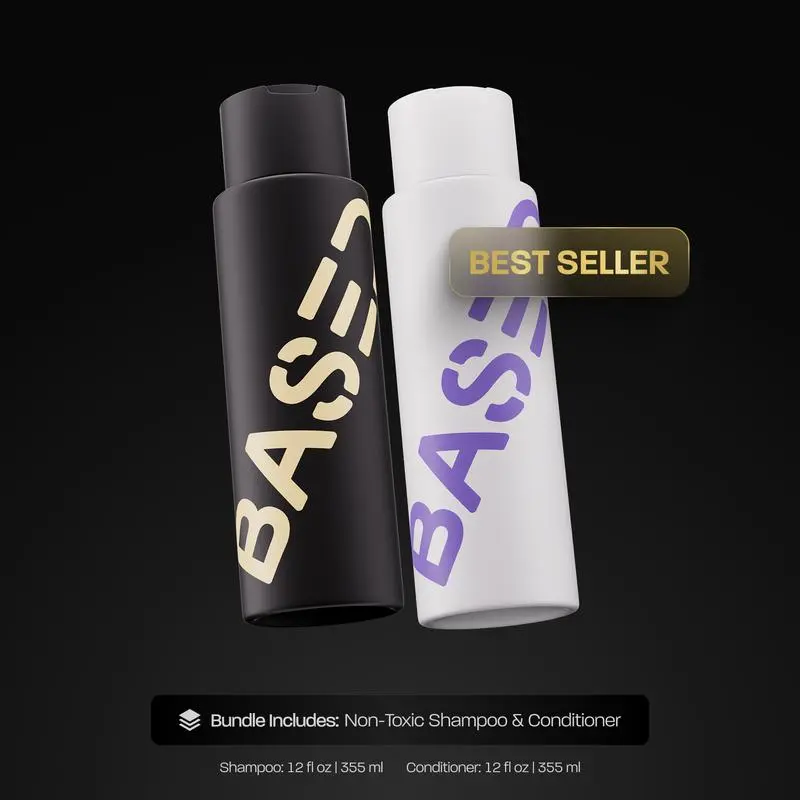 BASED Shower Duo | Shampoo + Conditioner | Deep Clean, Hydrates, Soothes Scalp, Boosts Volume | Fresh Peppermint | Premium Non-Toxic Formula | 13oz Each