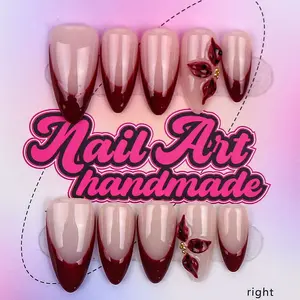 Nailssbysheccid, 10pcs press-on nails，almond shape, simple style, 100% handmade, combined with French style , suitable for family dinners, dates, weddings, it is the best gift for girls! Comes with jelly glue, crystal sticks and shaping strips.