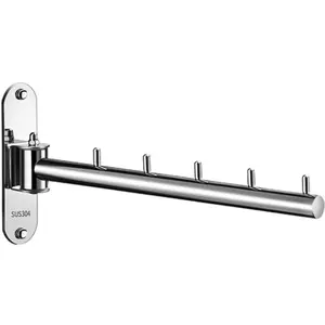 Clothes Hanger Rack Swing Arm, Folding Clothes Hanger Wall Mounted Space Saving Drying Rack, Stainless Steel 304 Laundry Room Valet Hook Holder, Foldable  Hook Rod ()