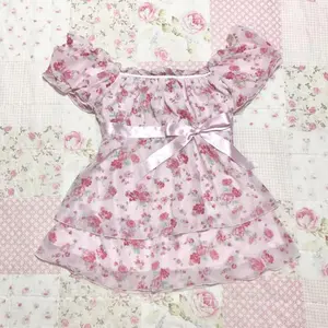 Cute kawaii girly floral cropped knit top, casual slim fit, chic, with a bow detail and square neckline; Harajuku retro 2000s aesthetic streetwear