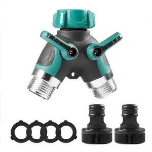 Garden Hose Splitter, Faucet Splitter, Outdoor Faucet Splitter, Water Pipe Y-Connector, Hose Splitter with Shut-Off Valves - Suitable for Lawn and Garden Care, User-Friendly Design, Durable Construction