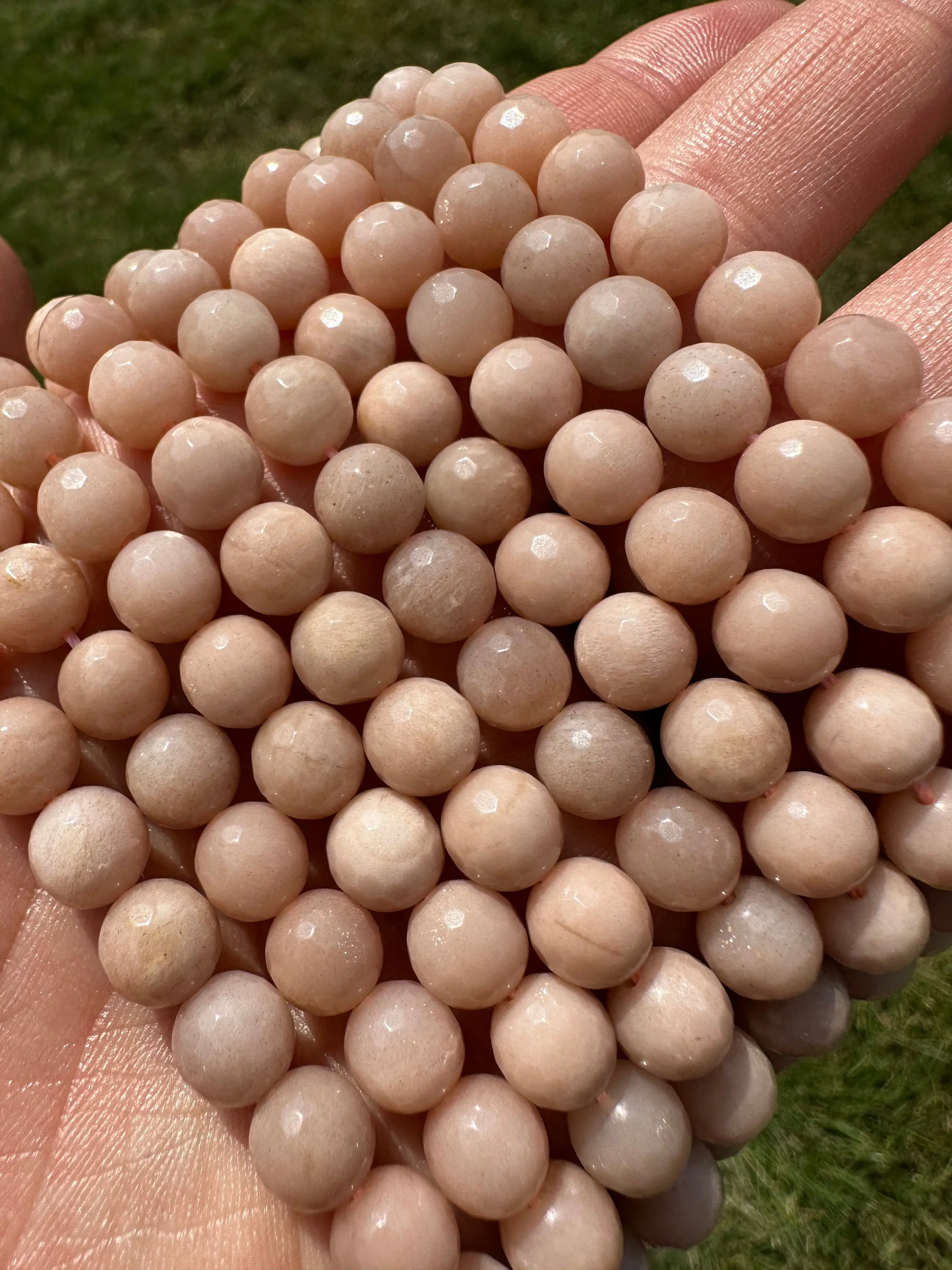 New Moon Beginnings Peach Moonstone Bead Strand - Natural Beads in Peach and Moonstone Colors, Smooth and Round Design