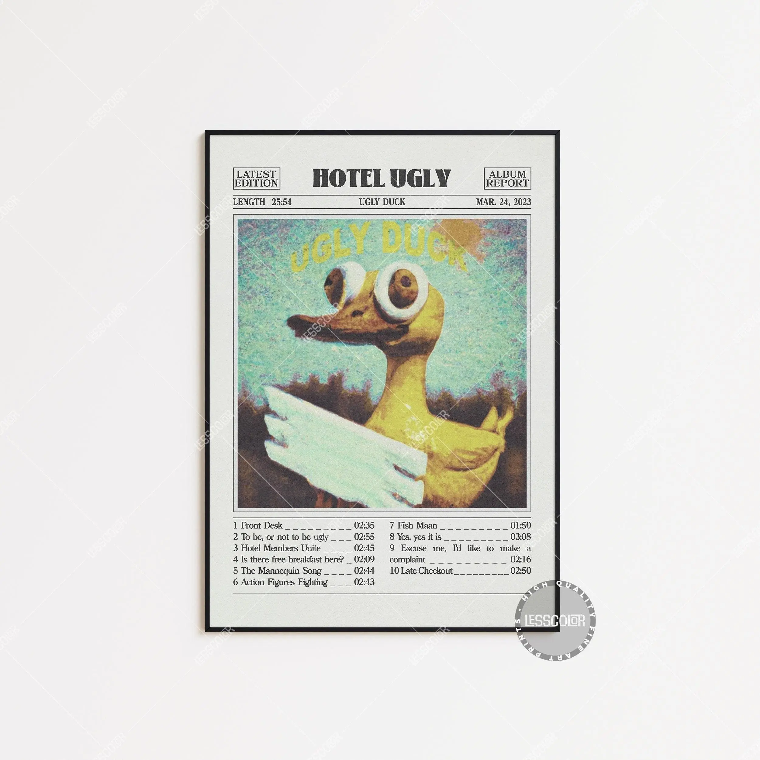 Retro Hotel Ugly Retro Newspaper Print, Ugly Duck Poster No Frame,  Album Cover Posters, Decor Home