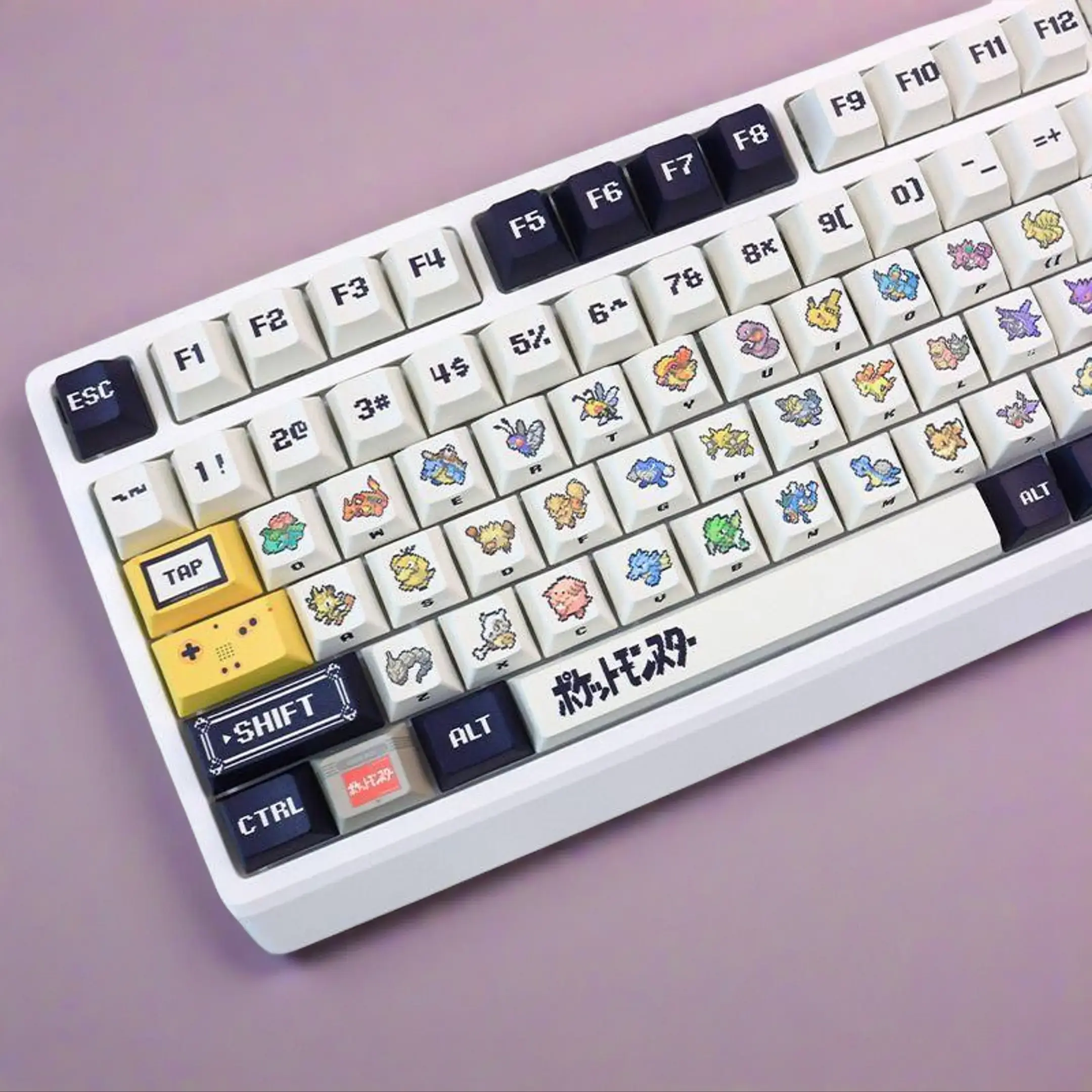 NAT Original Pixel Monster Game Theme PBT Keycaps, OEM Profile Dye Sublimation Mechanical Keyboard Keycap Set