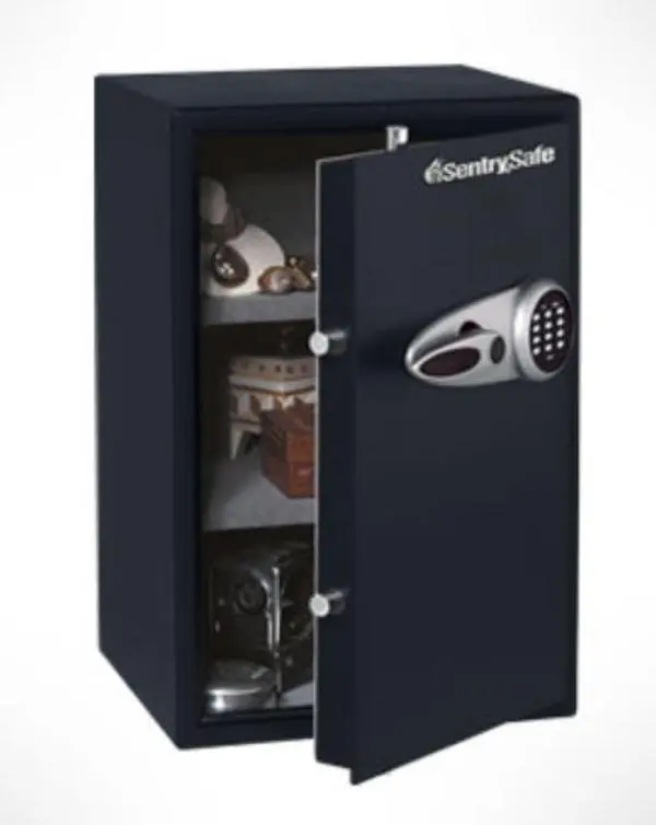 SentrySafe T6-331 Electronic Solid Steel Portable Safe - 2.3 cu. ft., 4 Live-Locking Bolts, 2 Adjustable Shelves, 23.9"h x 15.4"w x 16.1"d, Programmable Security Lock, Bolt-Down Hardware Included, Office Safe for Computers & Equipment