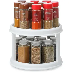 Turntable Lazy Susan Spice Organizer - Rotating Seasoning Rack for Pantry Cabinet Kitchen Countertop, Table Top Organizing