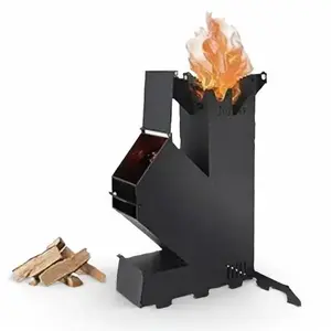 Portable Wood Mini Burning Stove - Rocket Stove for Cooking - Ideal for Camping, Backyard Cooking, BBQ - Comes with Storage Bag - Shop Now!