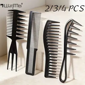 Wide-Tooth Hair Comb Set for Detangling and Styling, Anti-Static Hair Combs for Curly, Thick and Long Hair, Professional Hairdressing Tools for Sectioning, Picking and Daily Grooming（2/3/4 pcs)