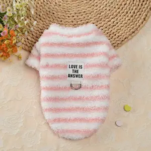 Love Is Answer Striped Dog Sweater, Soft Fleece Pet Clothing for Small Dogs, Winter Warm Essential, Dogs & Cats Apparel