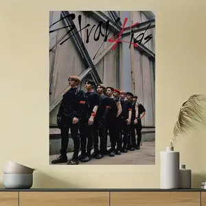 1 Piece STRAY K-Pop Group Poster, Print - Official Style Band Member Canvas Wall Art with Black and Red Logo, Korean Music Decoration, Suitable for Bedroom, Living Room - Frameless Large Poster (40x60cm) - Gift for K-Pop Fans (STRAY Fans)