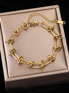 1Pcs Stainless Steel Wrist Gold silver Color Twist Knot Chain Bracelet For Women Fashion Bracelet Trendy Jewelry Trend Waterproof Jewelry Gift Party Accessories Stackable Bracelets