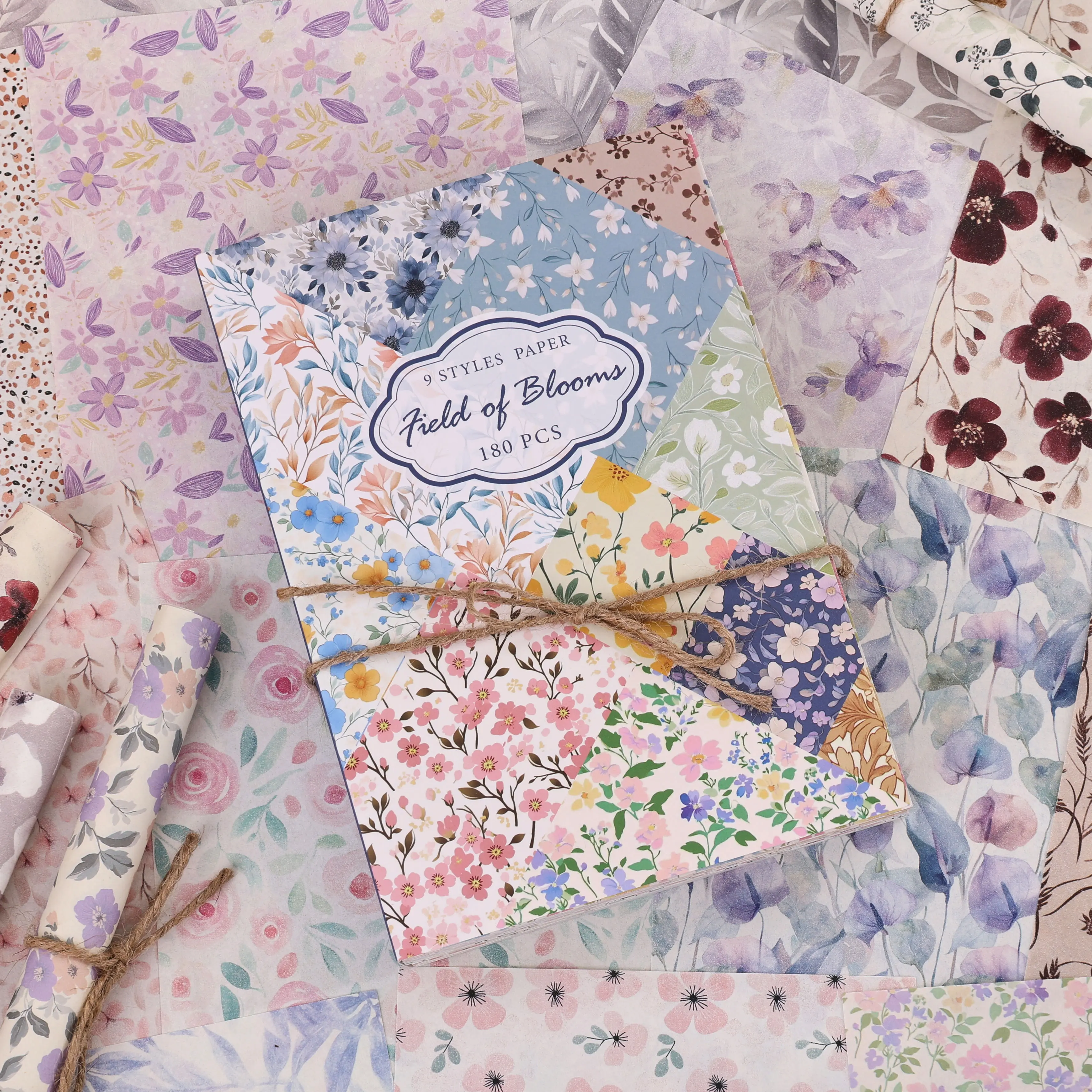 Shabby Chic Scrapbooking Set - 180 Sheets Vintage Floral Scrapbook Paper, 9 Themes, 5.5x8in Smallflower Detail Craft Supplies, Scrapbooking Ideas, Soft Charm Additions, DIY Bullet Journal Decor, Crafting