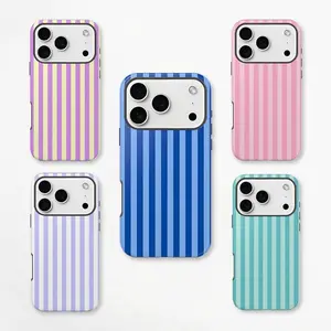 Personalized  Aesthetic Striped Touch Phone Case Cute Phone Cover Phone Accessories Trendy Design for iPhone 17 17 Pro Max 17 Pro 17 16 15 14 13 12 shockproof slim excellent protection other model