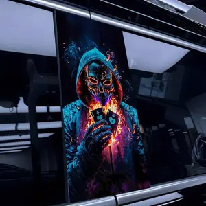 Glowing Skeleton Poker Pattern Car Sticker, Car Decorative Sticker, Waterproof & Scratch Resistant Car Decal, Car Truck Decal, Car Accessories & Holiday Decoration for All Car Models, Halloween, Universal Car Sticker