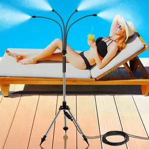 Misters for Outside Patio, Adjustable 4.1FT Standing Misting Cooling System with 26.2FT (8M) Water  Line Outdoor Water Mist Hose for Cooling Backyard Garden Pool Tanning BBQ  Playing