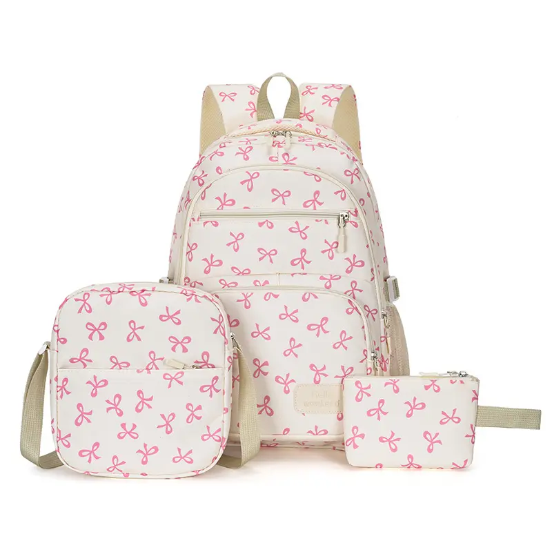 Cute Bow Backpack for Teens – Lightweight School Bag with Dual Shoulder Straps| Fits 13" Laptop or Tablet, Pastel Colors| Trendy Campus Backpack for School, Travel & TikTok OOTDs