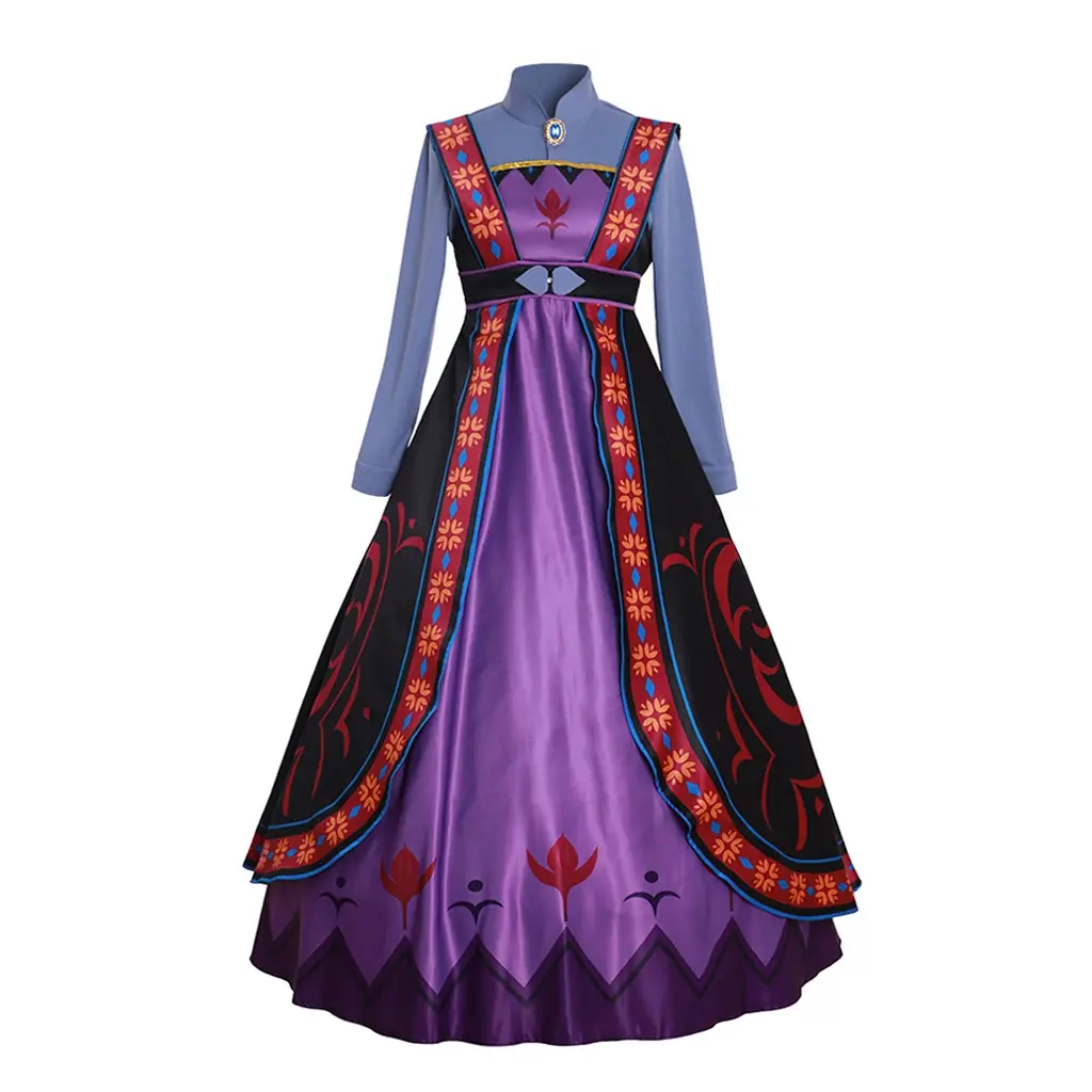 Women's Arendelle Queen Iduna Cosplay Ball Gown - Princess Anna & Elsa's Mother Costume, Comfortable Women's Clothes with Accessories for Halloween