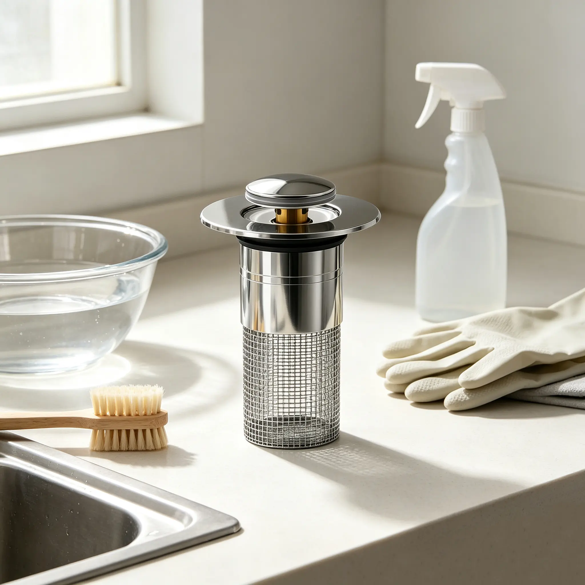 "Stainless Steel Modern Anti-Odor Bathroom Sink Stopper with Bouncing Core & Brass Pop-Up Drain Plug for Bathtub Home Goods ，universal bathtub drain stopper，bathroom sink strainer"