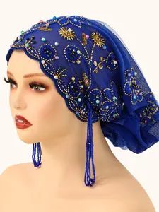 Pearl Lace Headscarf Luxury Fringe Design Saudi Work Commute Muslim Cover, Party Banquet Hijab, Elegant Islamic Accessory, Tassel Decor Shawl, Turban Hijab