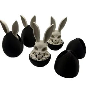 Mini sized Nightmare Easter Egg!– 3D Printed Bunny Skull Surprise, White and Black Designs, Unique Easter Gift Decor Gothic Ornaments Decoration
