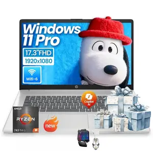 HP 17-inch Laptop for Business and Student -  up to 32GB RAM, 512GB SSD, AMD Ryzen 5 7430U, Windows 11 Pro, Wi-Fi 6, Fast Charge, 17.3” FHD Anti-Glare Display,Bundle Accessory