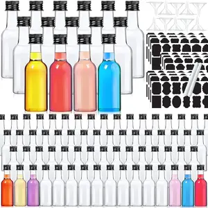 120 Pack 2 oz Mini  Bottles, Plastic Spirit Bottles with Lables, Airtight Shot Bottle with Caps, Miniature  Bottle for ,Party Favors,Weddings