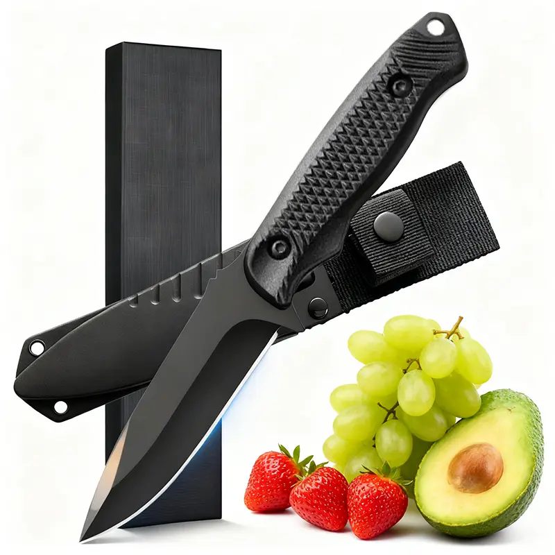 Portable Fixed Blade Kitchen Knife with Sheath - All-Purpose Chefs Tool for Food Prep, Travel & Outdoor Cooking | Heavy-Duty Cutting Tool for Meat, Vegetables & Culinary Projects