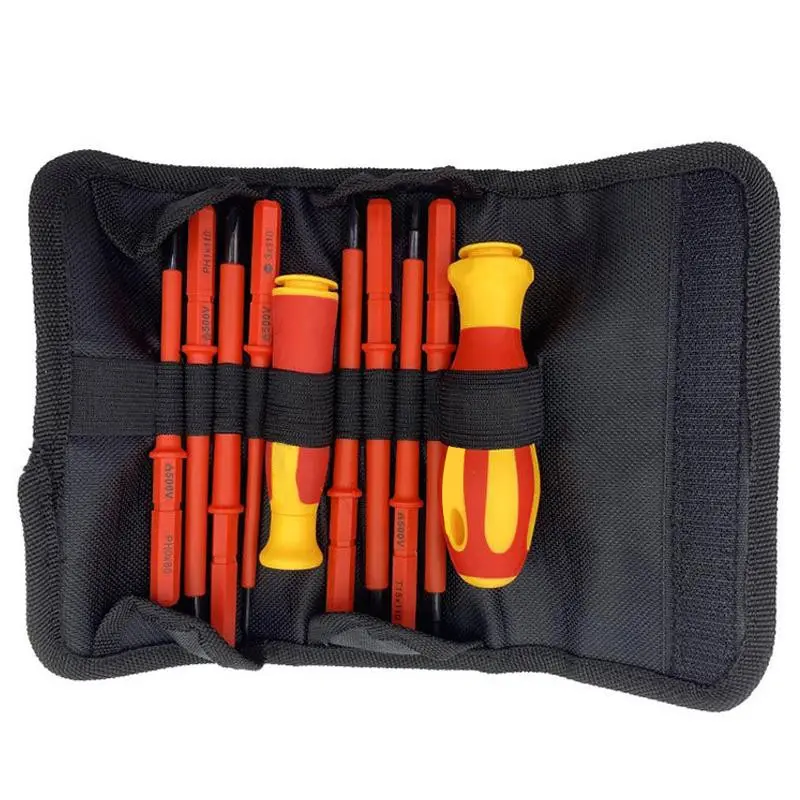 Home improvement screwdriver Electrician screwdriver insulation screwdriver Multifunctional screwdriver 11 in 1 Appliance repair disassembly screwdriver set Measuring point pen cross flat Dismantling screwdriver kit