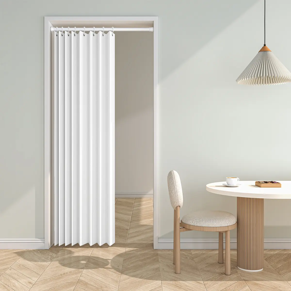 1pc Wave Fold Accordion Door Easy Install Home Decoration Curtain, Modern Minimalist Style Room Divider Decor, Suitable for Living Room Bedroom Hallway Closet, Folding Door Curtain, Curtain for Doorway, Home Decorative Curtain
