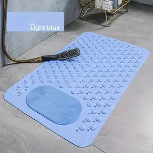 1pc non-slip shower mat, bathtub mat with drain holes and suction cups, foot massage shower rug, home bathroom, bathroom necessities.