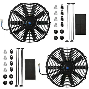12" Universal High Performance Electric Radiator Cooling Fans(2026 New), Puller Electric Radiator Cooling Assembly 12V 80W with Mount Kit Pack of 2