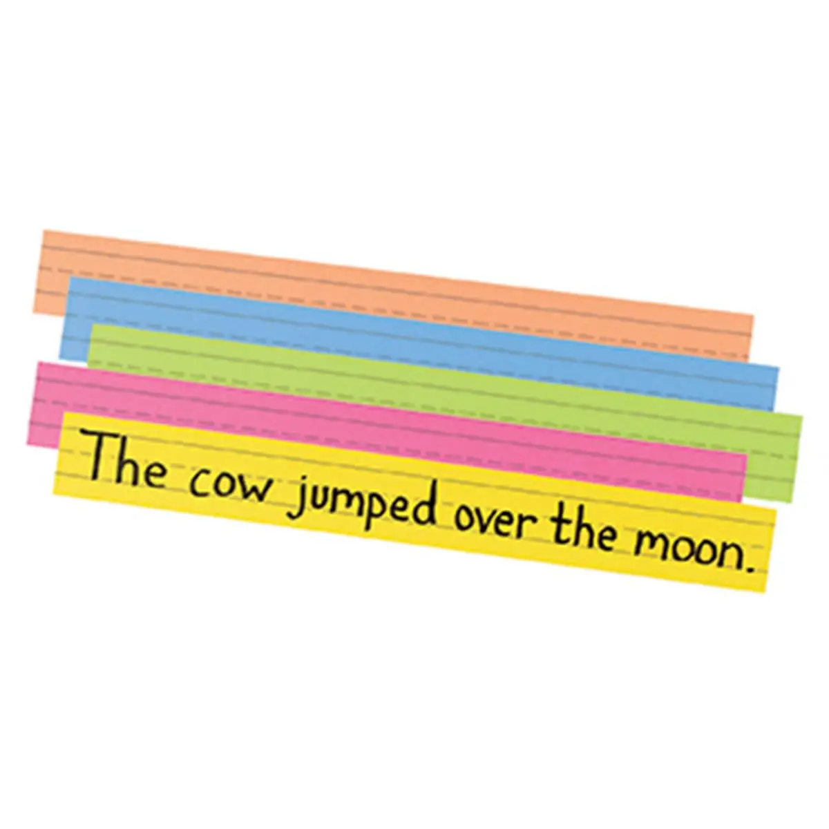 Pacon Corporation Peacock Super Bright Single Side Ruled Sentence Strips, 3" x 24" with 3/4" Dotted Line, Assorted Colors, 100 Strips, Wrapped Package for Classroom Office Stationery, Text