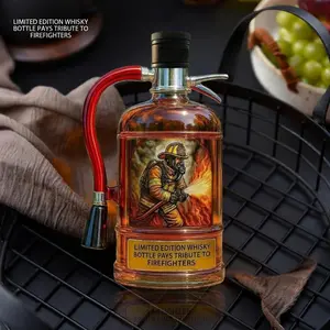 Fire Extinguisher Whisky Bottle Pays Tribute to Firefighters, Firefighter Liquor Dispenser with Fire Extinguisher Design,Unique Whiskey Decanter Gifts for Men Home Bars Parties Gatherings