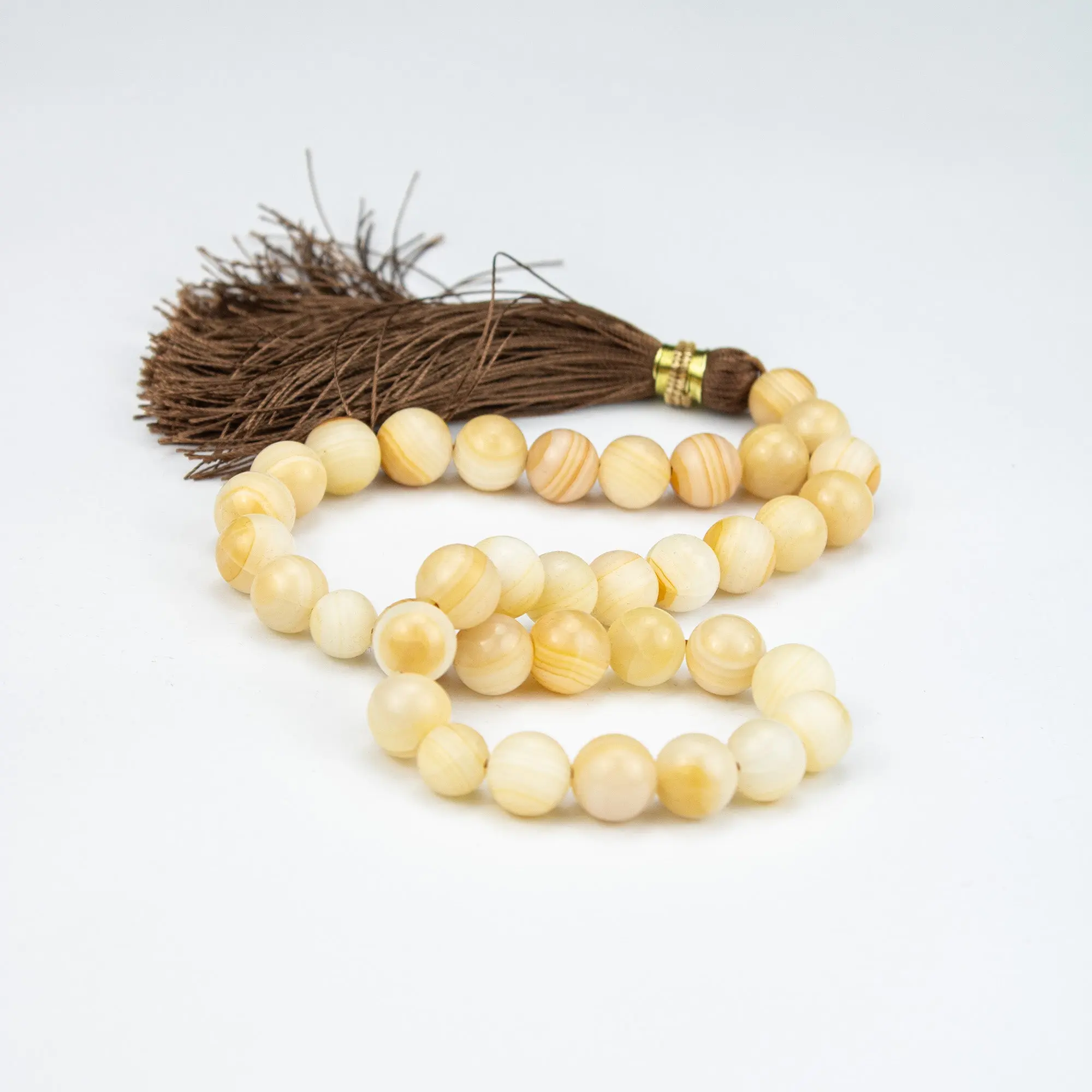 Honey Onyx Tasbih 35 Beads – Natural Golden Onyx Prayer Beads – Handmade Premium Misbaha