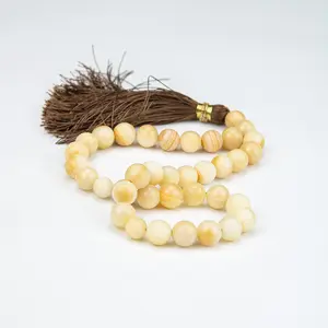 Honey Onyx Tasbih 35 Beads – Natural Golden Onyx Prayer Beads – Handmade Premium Misbaha