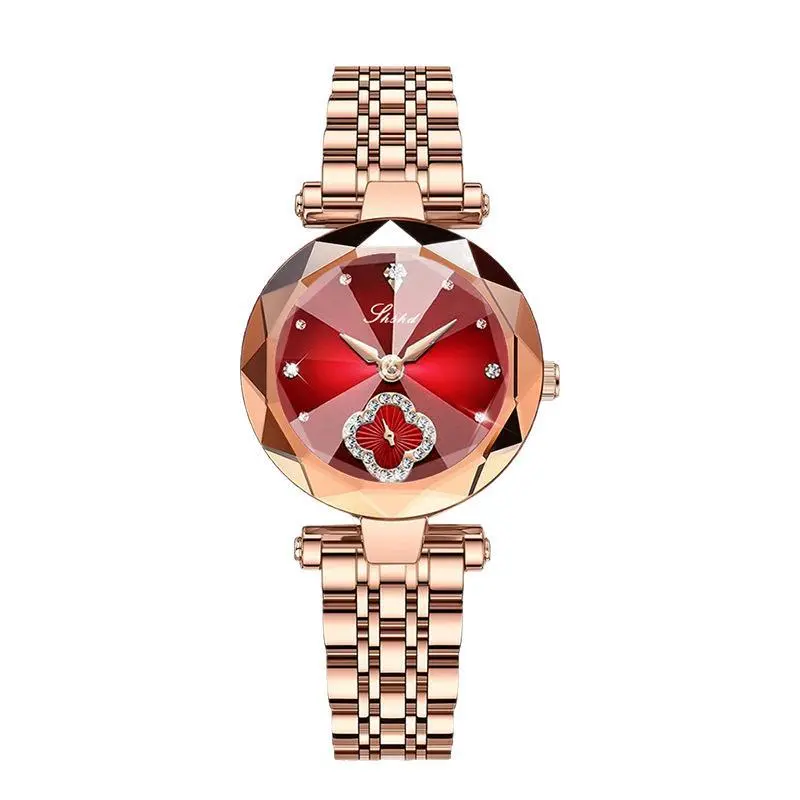 Exquisite women's watch, four-leaf clover diamond dial, waterproof and scratch-resistant, adjustable strap, high-value simple and fashionable women's watch casual ultra-thin quartz watch wedding gift for girlfriend, gift