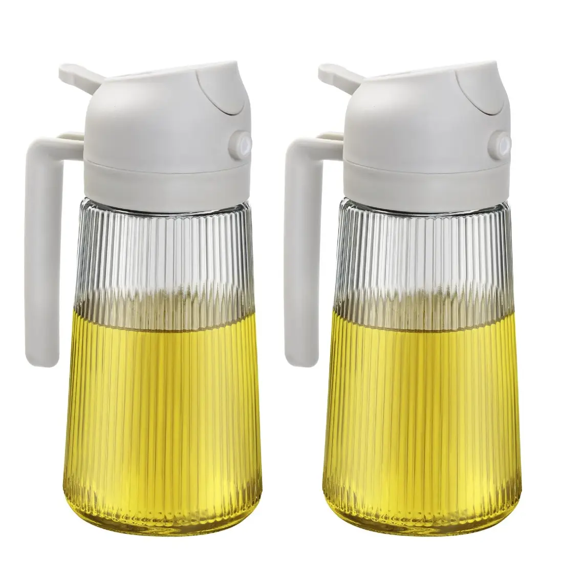 2PCS 16oz Glass Oil Sprayer for Cooking, 2 in 1 Olive Oil Dispenser, Kitchen Gadget for Air Fryer, Salad, BBQ, Frying(Orange,White,Black),Kitchen Accessories