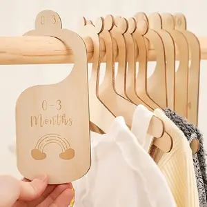 7pcs Wooden Baby Clothes Sorting Hangers, Baby Clothes Sorting Mark Hangers, Newborn Wardrobe Organizer, Suitable For Newborns To 24 Months, A Gift For New Parents, Hanger Set