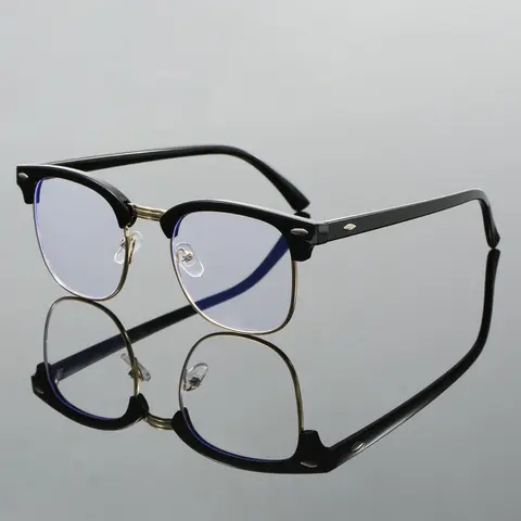 Unisex Metal Rectangular Frame Glasses, Rectangle Frame Eyeglasses, Anti-Blue Light, Trendy Casual Style, Suitable for Office, Study, Photography & Daily Wear