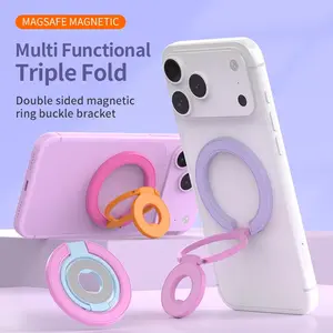 Gradient color dual magnetic phone holder, smartphone ring, double-sided magnet, phone holder, foldable stand, MagSafe compatible, foldable, 360 degree rotation, easy to install and remove, suitable for gym, compatible with iPhone 17, 16, 15, 14, 13