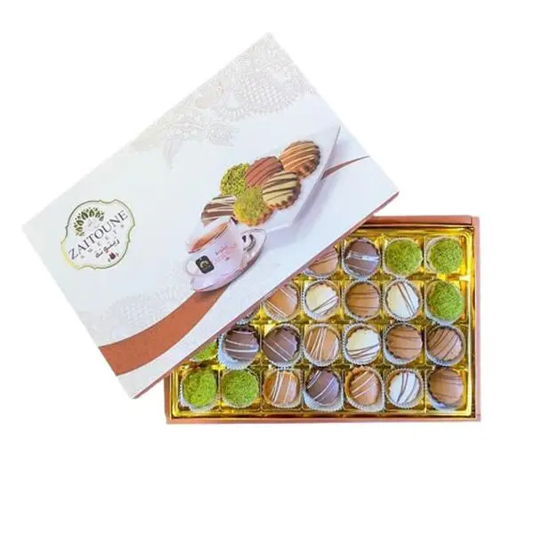 Zaitoune Royal Petit Four – 350g | 3 Flavors: Mix Chocolate & Pistachio, Lotus & Bounty, Chocolate & Nescafe | Premium Chocolate-Covered Biscuits | Ha