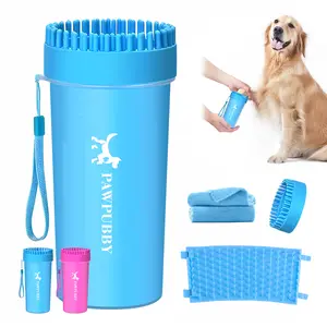 PAWPUBBY 2-in-1 Portable Dog Paw Cleaner and Grooming Brush with Soft Silicone Bristles – Ideal for All Breeds Outdoor Clean Brush