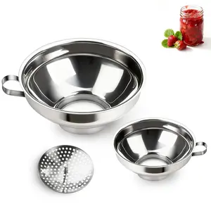 Canning Funnel with Strainer, Wide Mouth Funnels for Filling Wide and Regular Mason Jars, Food Grade Stainless Steel Canning Supplies for Kitchen Use, 3 Pack (Small and Large),Perfect for Jam, Sauce, Oil Filling & Home Canning Prep