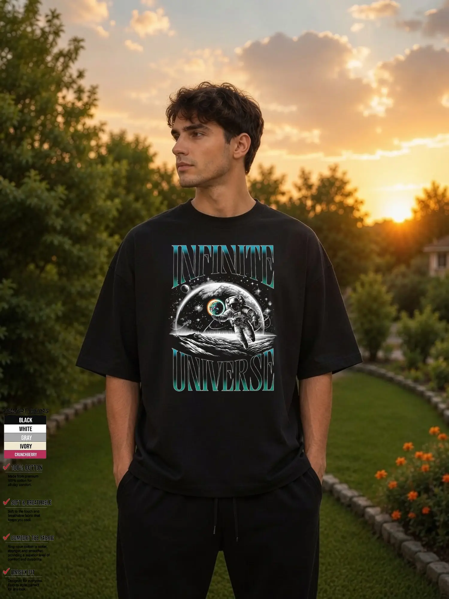 Astronaut Oversized Graphic T-Shirt, Space Streetwear Tee, Astronaut Washed Cotton Shirt, Galaxy Cosmic Aesthetic Outfit, Unisex Casual Drip, Gift For Space Lovers